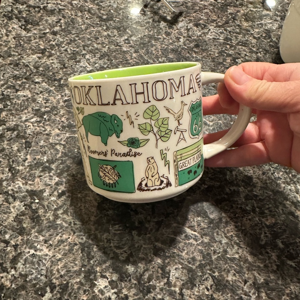 Starbucks Oklahoma Green Accent Ceramic Mug